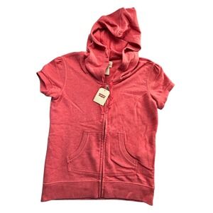 Levi's Womens Short Sleeve Zip Up Hoodie Pink Heathered Size Medium